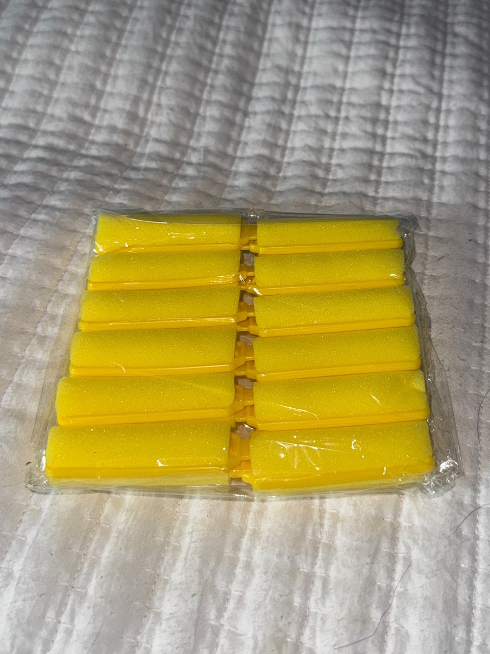 12-Pack Yellow Foam Sponge Hair Rollers Heatless Overnight Curlers NIP Sealed